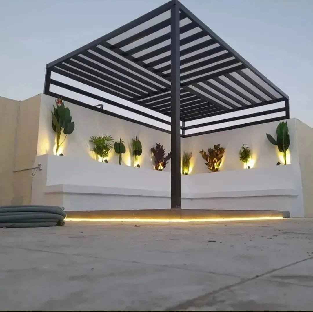 تصميم جلسات برجولات خارجية بغطاء لكسان